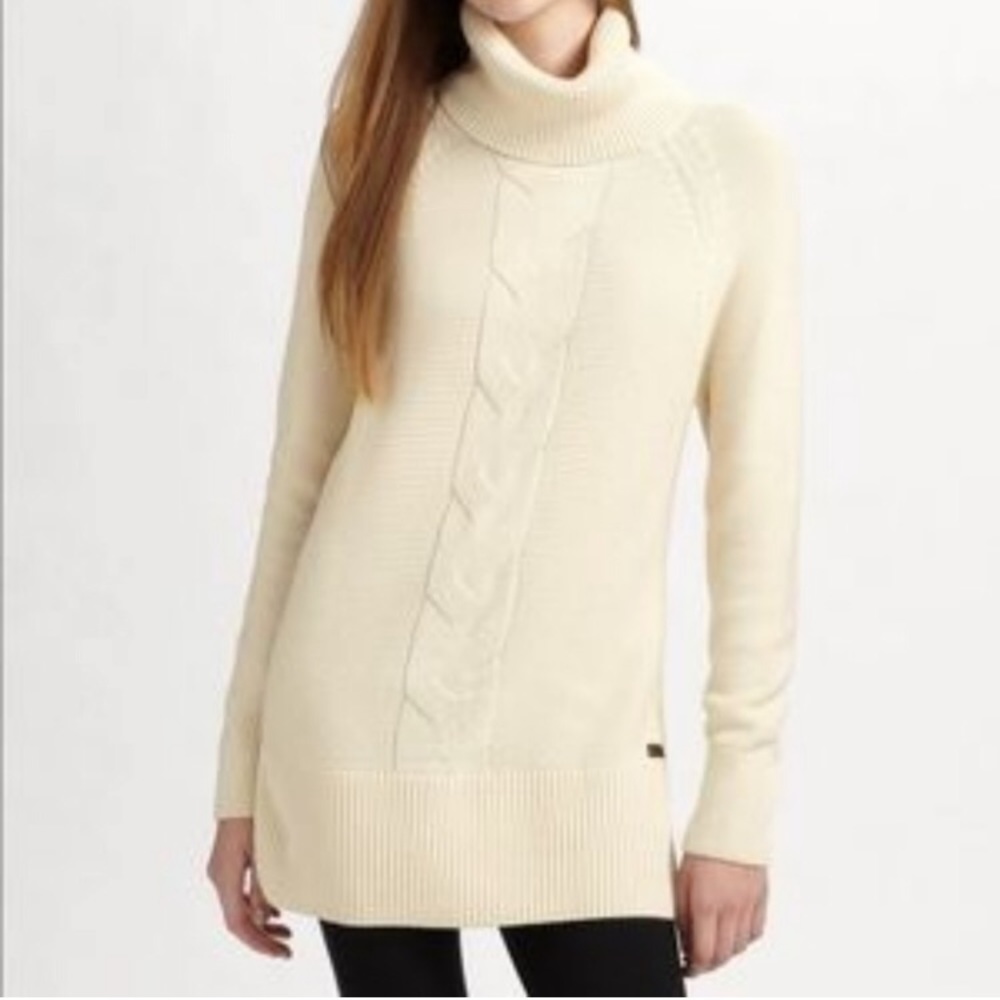 Lacoste Cream Knit Turtleneck Tunic Size 36